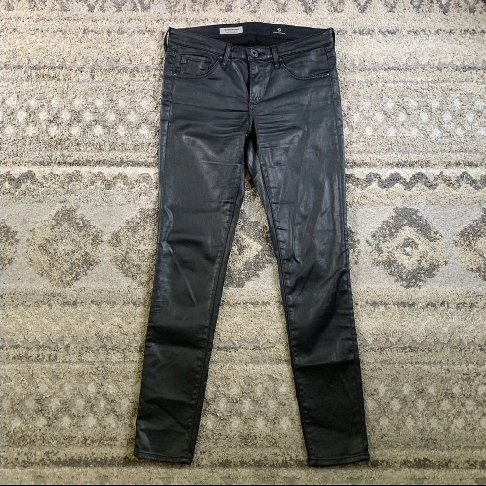 Adriano Goldschmied AG Black Leatherette The Legging Ankle Super Skinny 29x31R - Picture 2 of 5